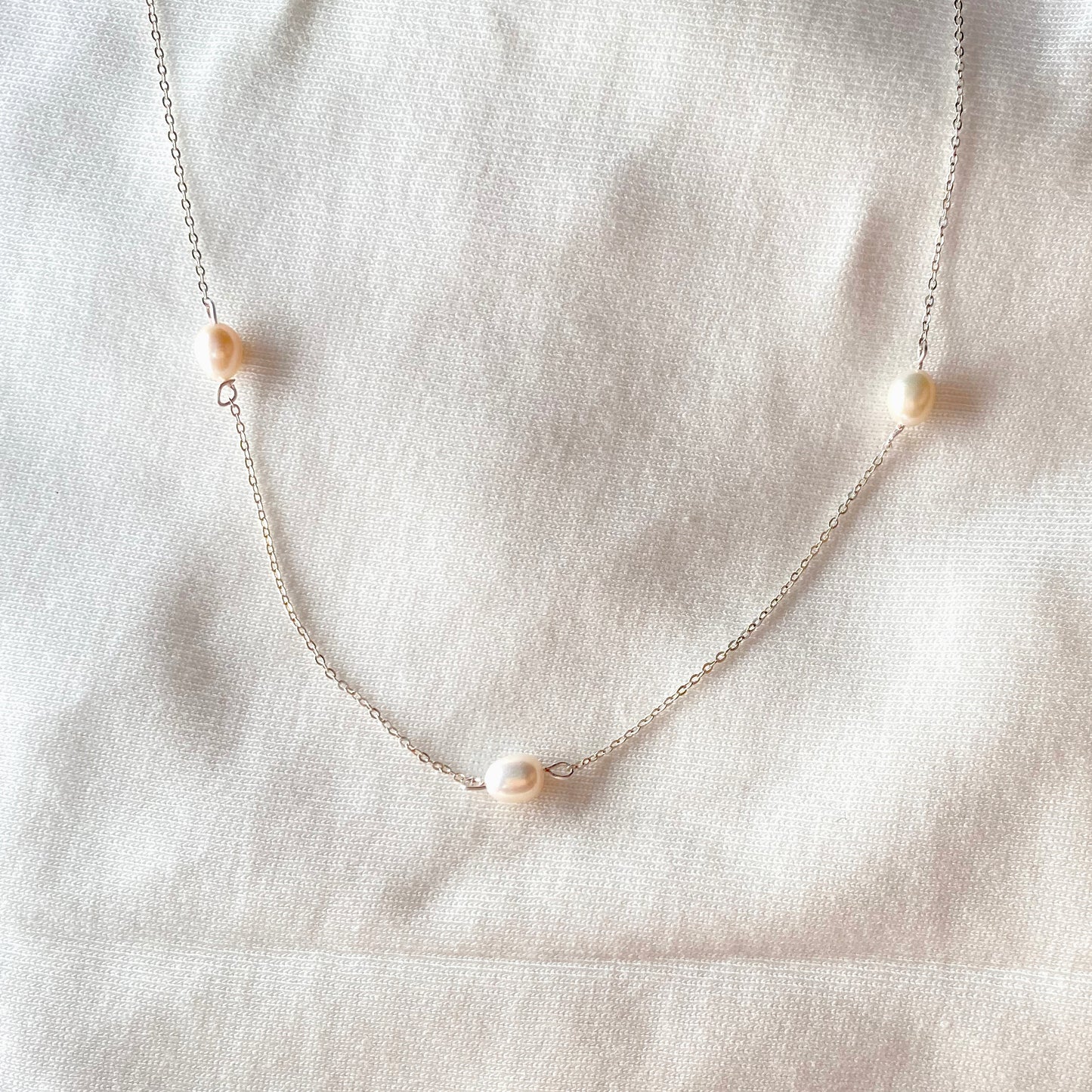 3 Pearl Necklace in Silver