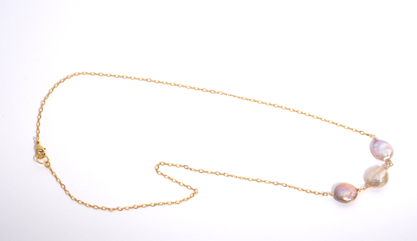 3 Coin Pearl Necklace