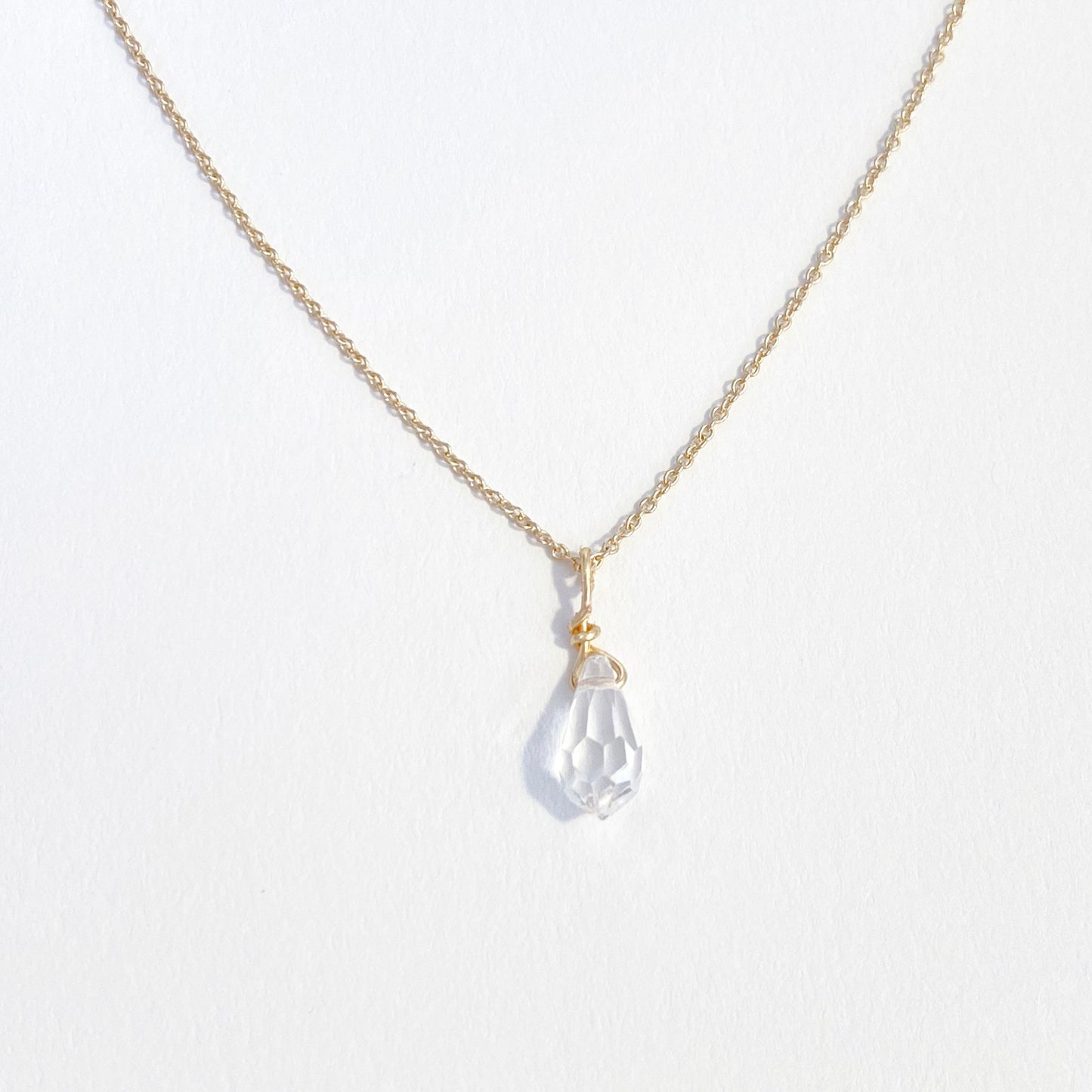 Crystal Drop Necklace in Gold