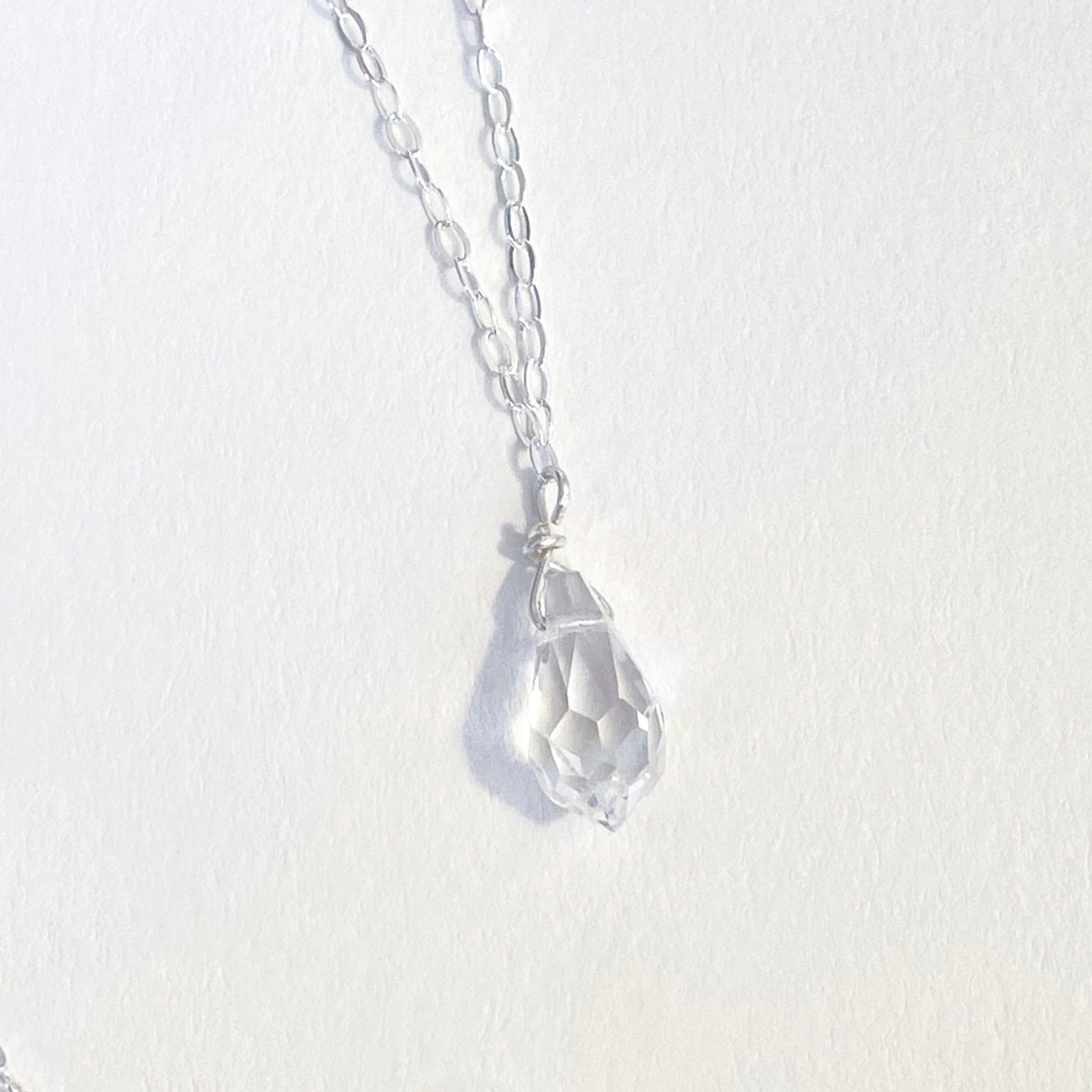 Crystal Drop Necklace in Silver