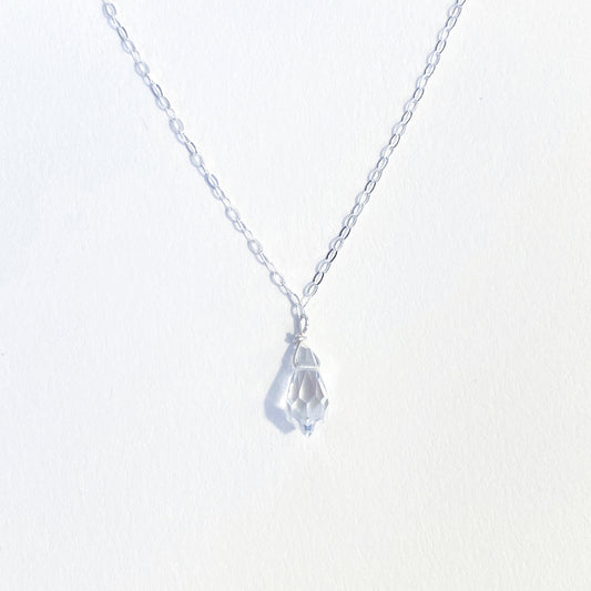 Crystal Drop Necklace in Silver