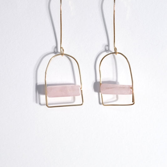 Rose Quartz Bar Earrings