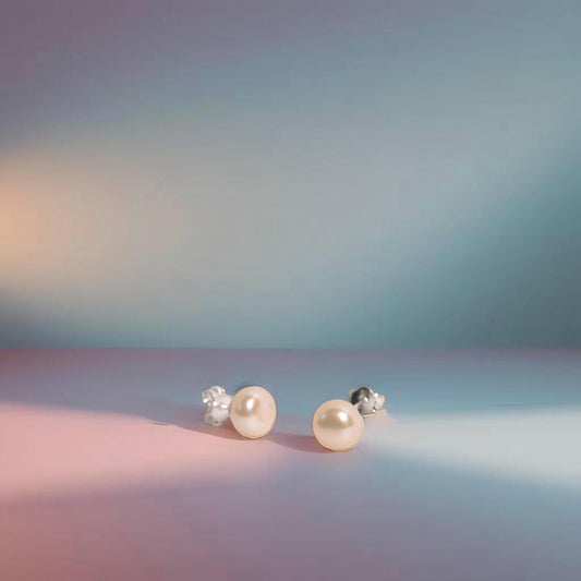 White Pearl Stud Earrings