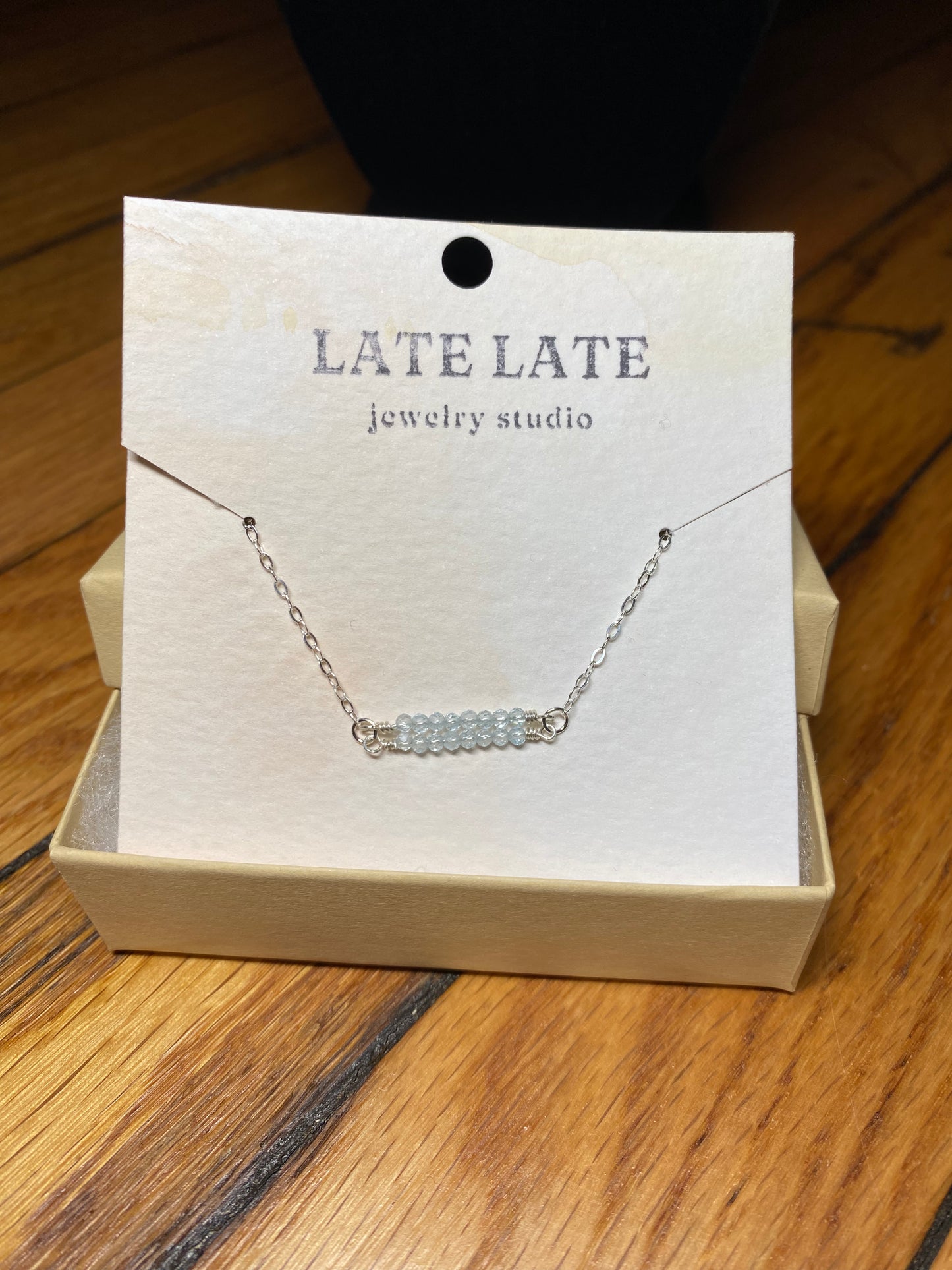 Light Blue Bead Bar Necklace