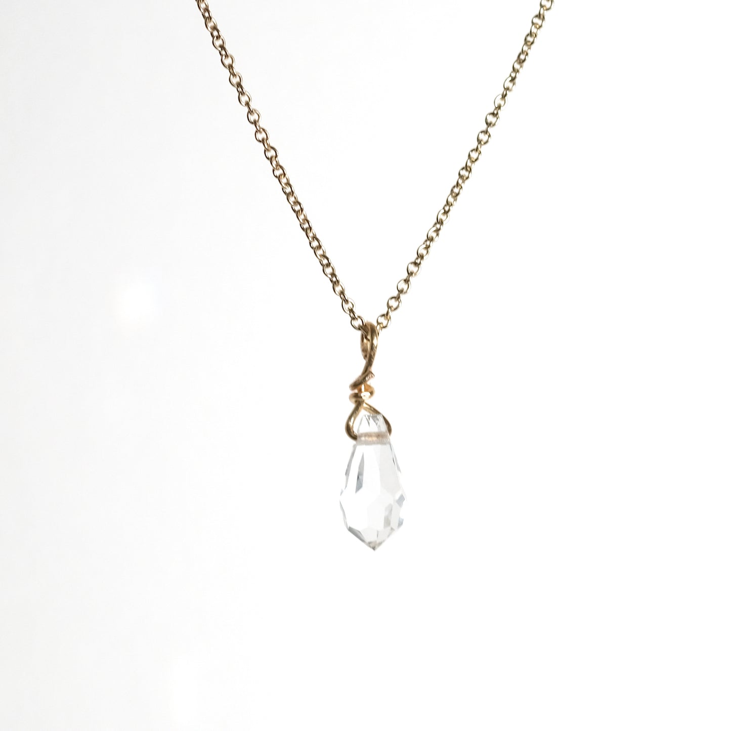 Crystal Drop Necklace in Gold
