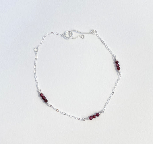 Garnet Silver Bracelet