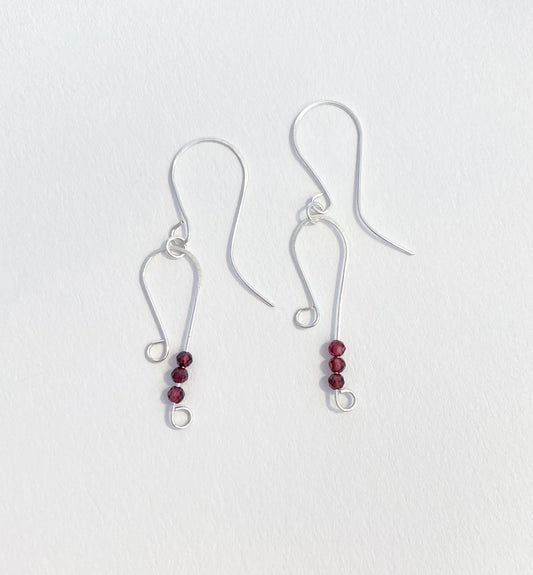 Garnet Silver Earrings