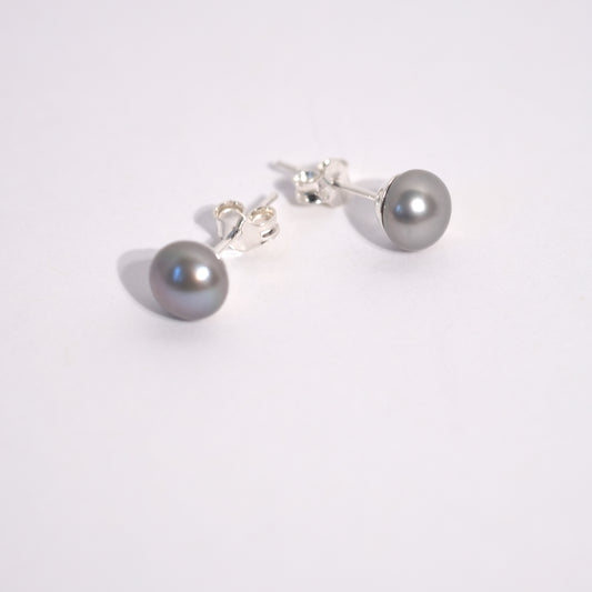 Grey Pearl Stud Earrings