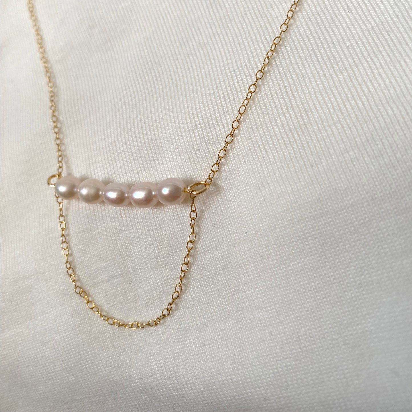 Pearl Half-Moon Necklace in 14k Gold